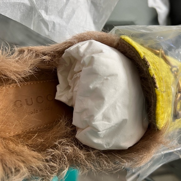 Gucci Yellow Fur-Lined Loafers - Picture 6 of 8